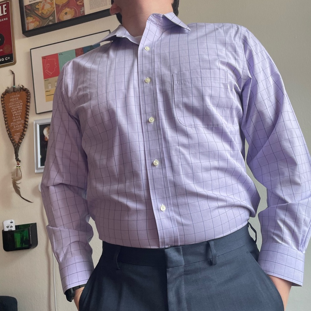 Mens brooks brothers button down, purple collared shirt, dress shirt, suit shirt